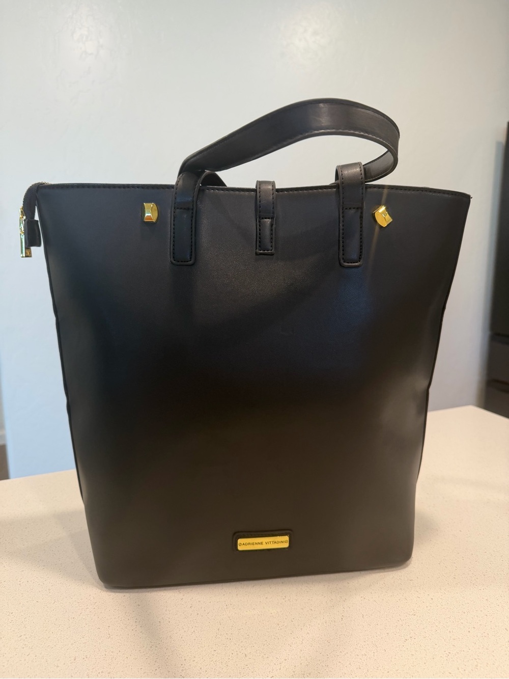 Adrienne Vittadini Black Tote with Gold Accents